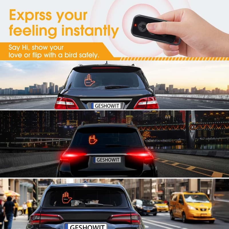 Middle Finger LED Car Light - Fun Gift for Drivers