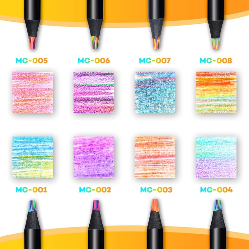 Rainbow Colored Pencils Set - 8-Piece Art Supplies for Teens