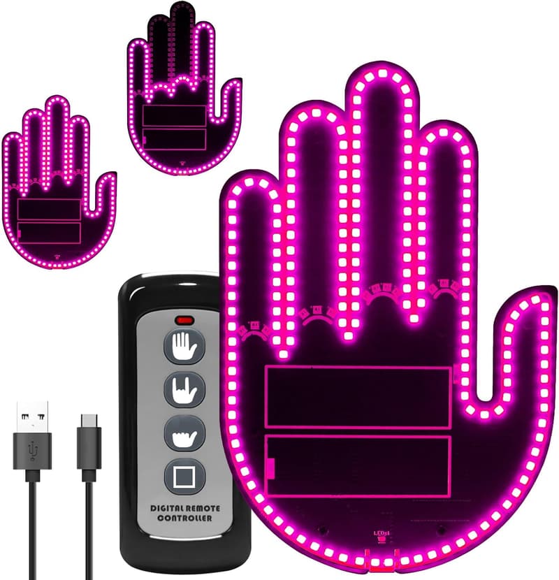 LED Gesture Light for Car Windows with Remote Control (Pink)