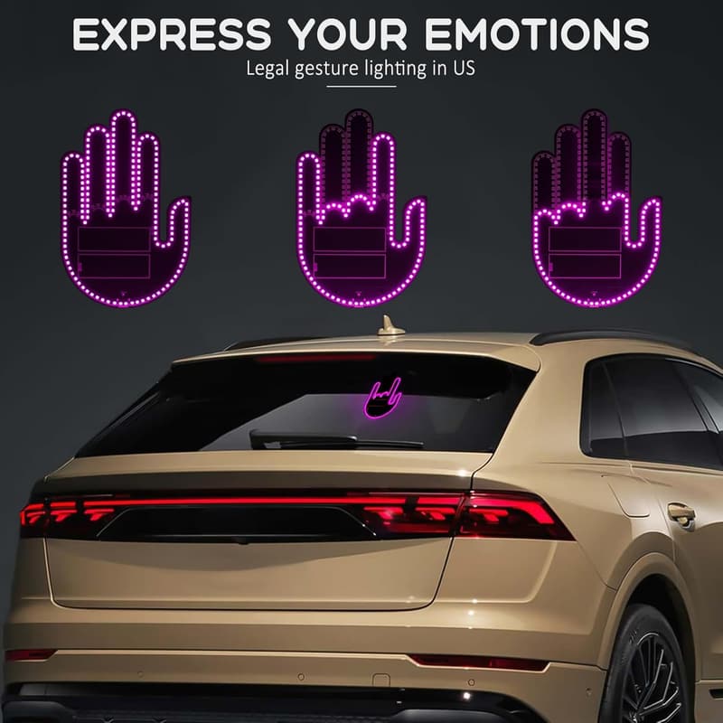 LED Gesture Light for Car Windows with Remote Control (Pink)