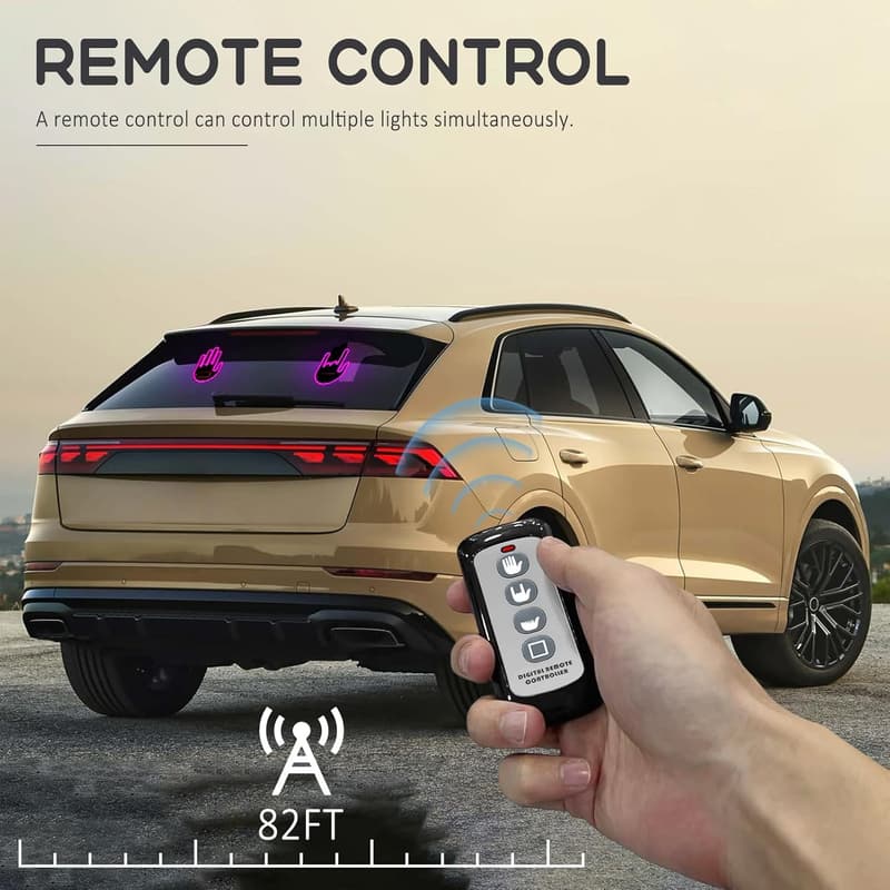 LED Gesture Light for Car Windows with Remote Control (Pink)