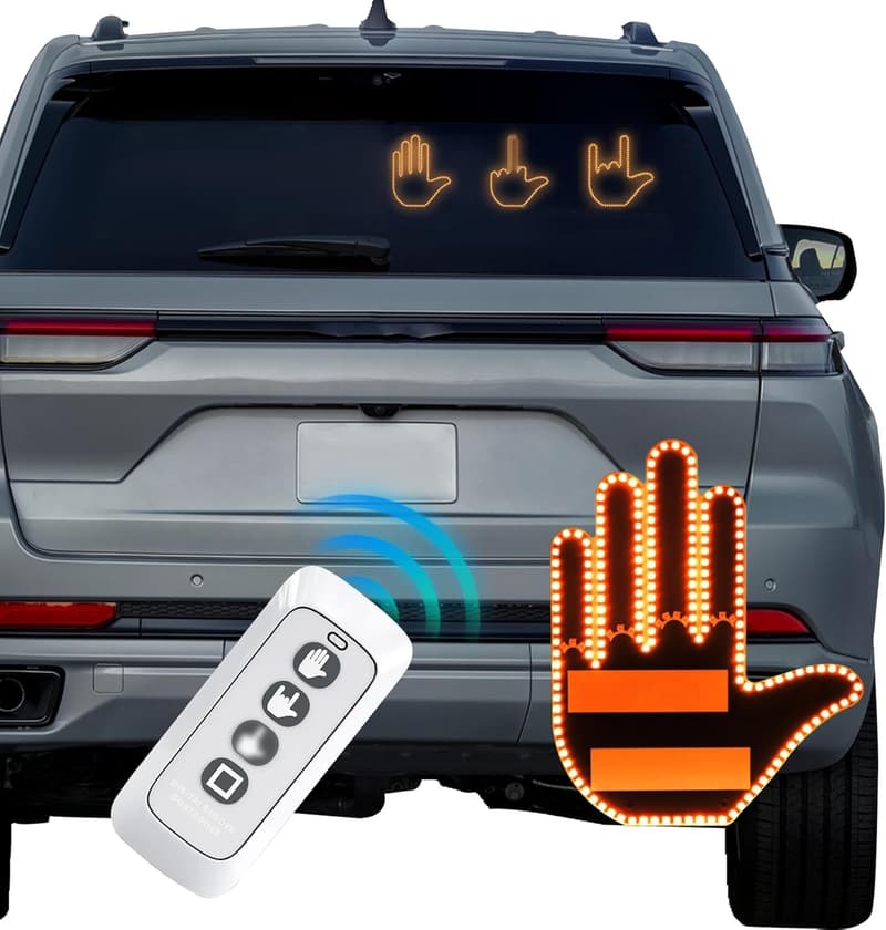 Funny Car Light - Middle Finger Gesture Sign with Remote