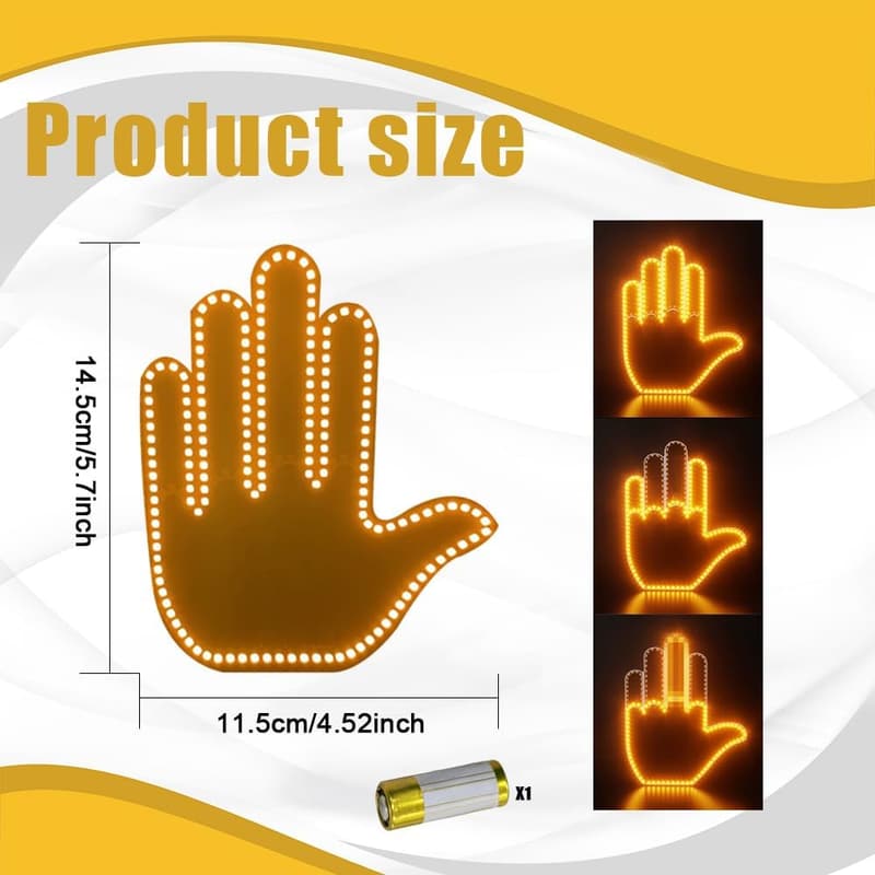 Funny Car Light - Middle Finger Gesture Sign with Remote