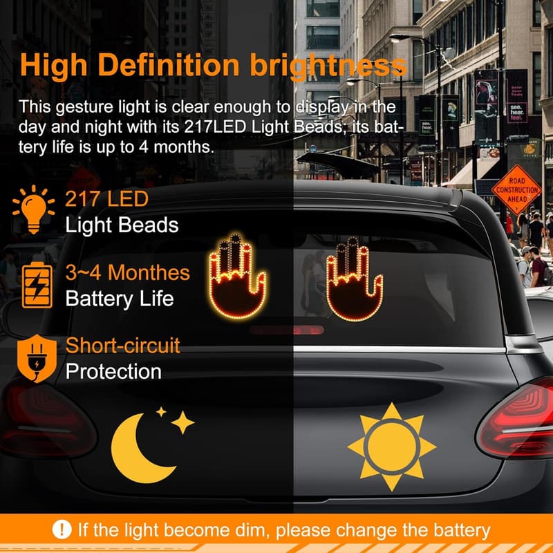 LED Gesture Sign for Car Window - Fun Gift with Remote Control
