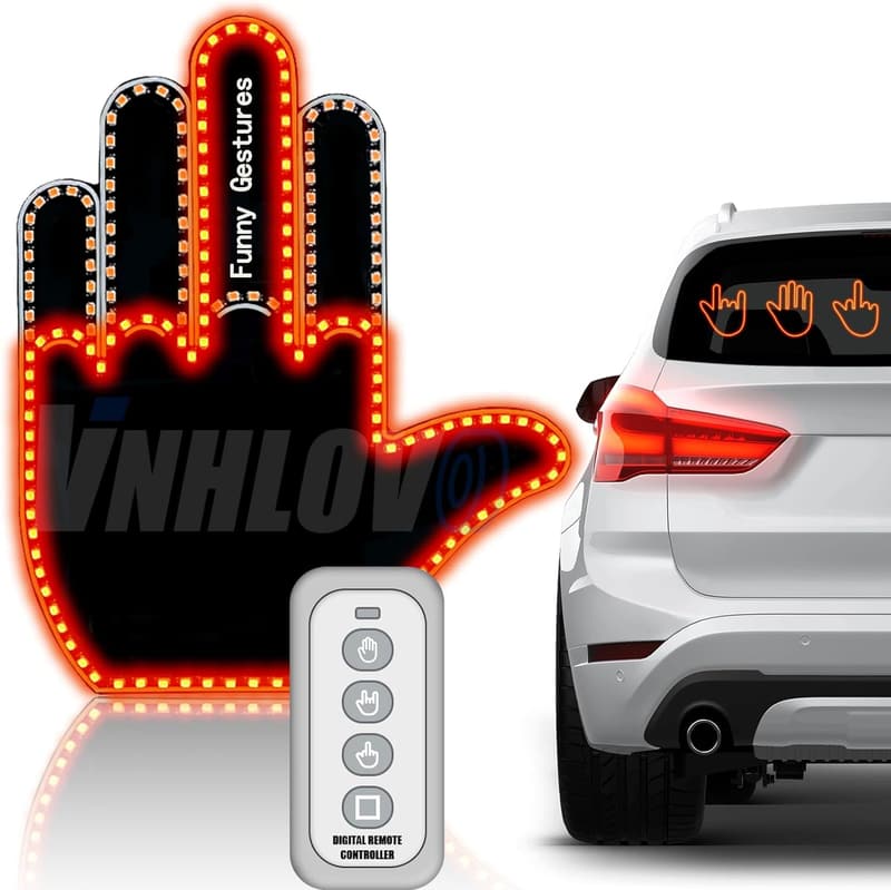 Remote-Controlled LED Finger Car Decor with 176 Beads