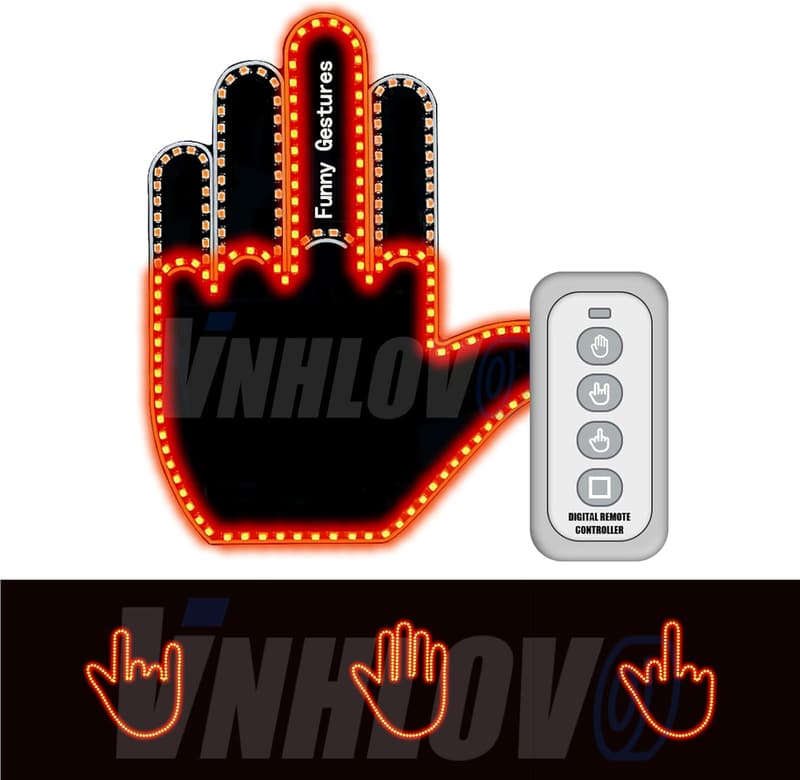 Remote-Controlled LED Finger Car Decor with 176 Beads