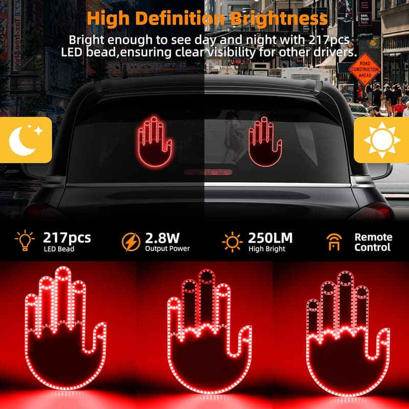 LED Finger Light with Remote - 3-in-1 Car Accessory