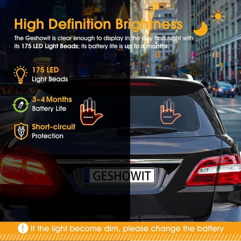 Car Finger Light with Remote - Gesture-Controlled LED Sign