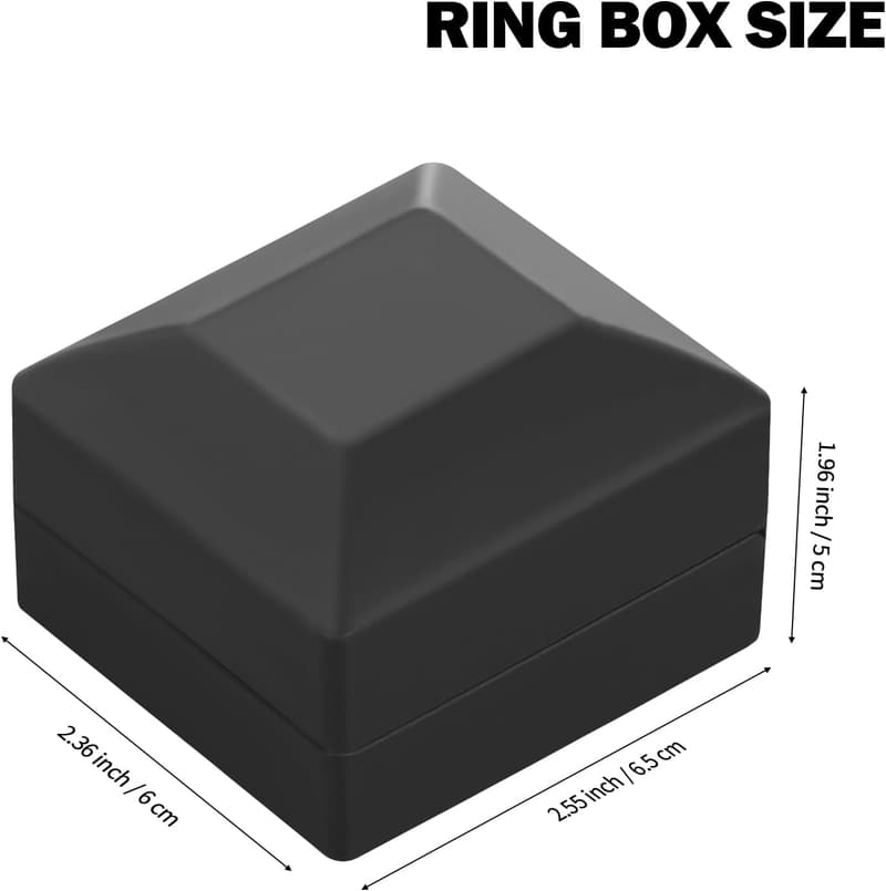 LED Engagement Ring Box with Light - Luxury Black Jewelry Display