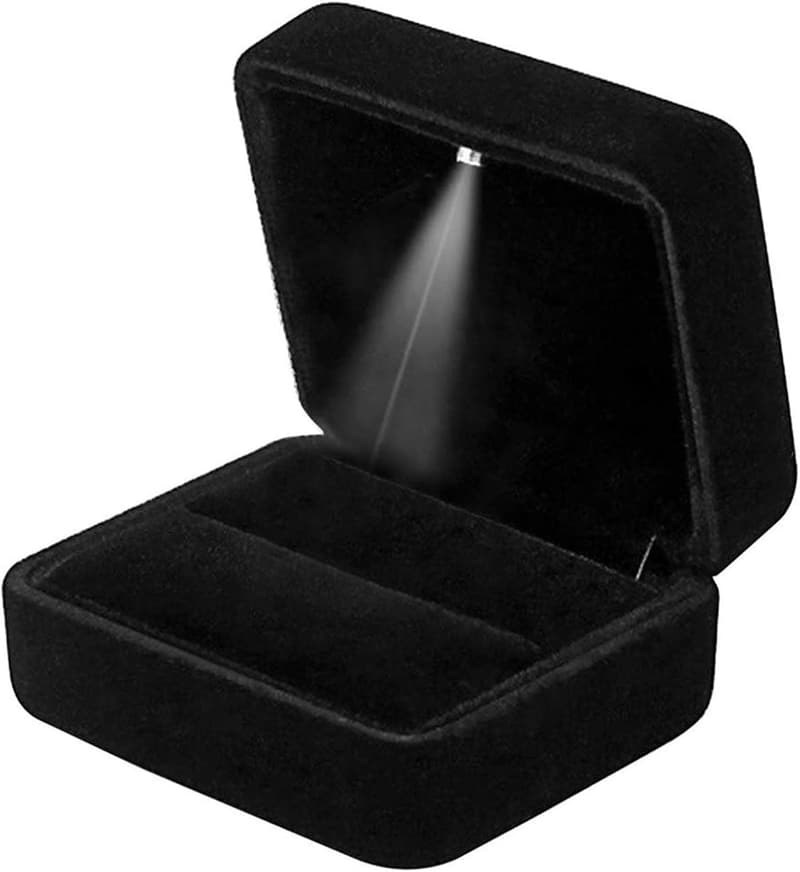 LED Velvet Ring Box - Jewelry Display Gift for Proposal and Engagement
