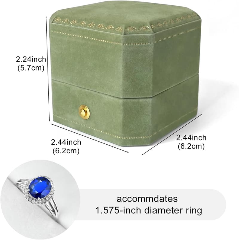 Engagement Ring Box - Sturdy Green Velvet Jewelry Case