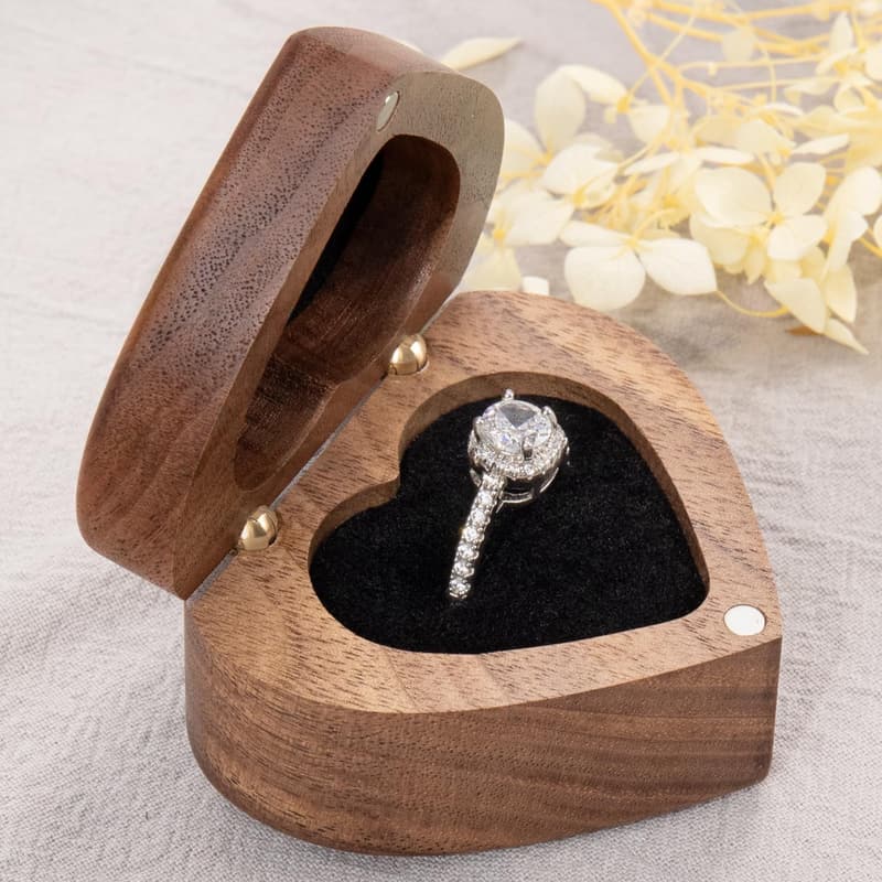 Engagement Ring Box - Hidden Wooden Heart Shaped Case