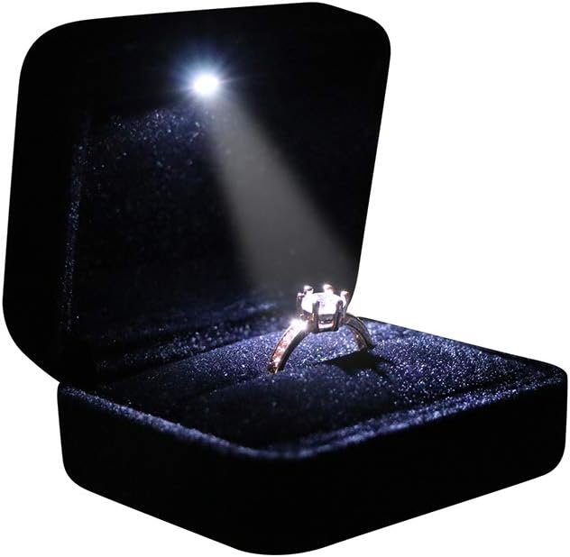 LED Jewelry Gift Box for Weddings & Proposals - Portable Velvet Design