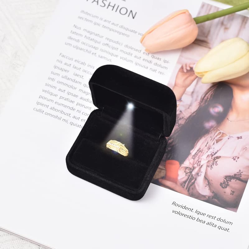 LED Jewelry Gift Box for Weddings & Proposals - Portable Velvet Design