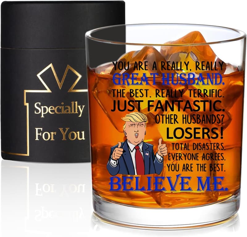 Husband Birthday Gift - Funny 10 oz Whiskey Glass with Box