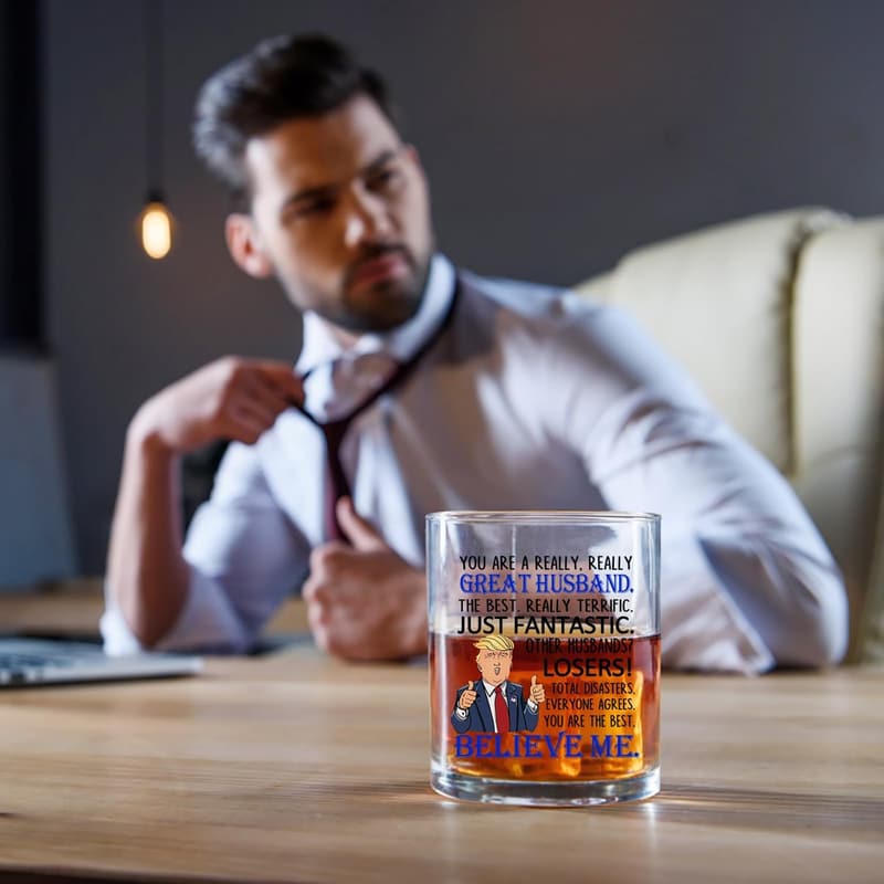 Husband Birthday Gift - Funny 10 oz Whiskey Glass with Box