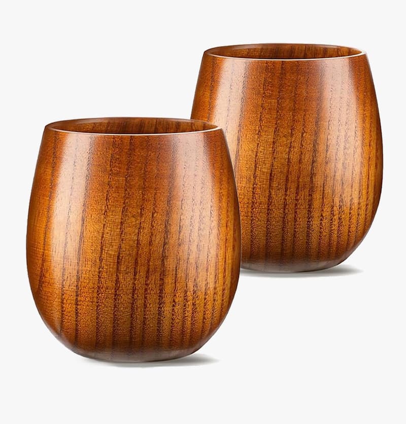 Handcrafted Wood Bourbon Glass Set for Men - 2 Pack