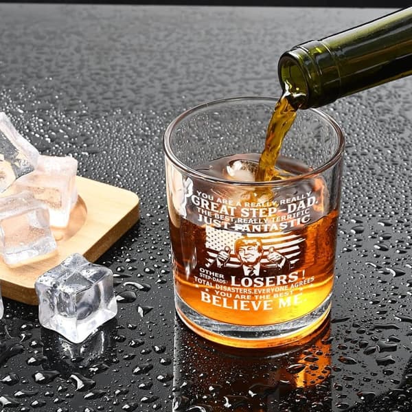 Funny Whiskey Glass for Stepdad - Great Father's Day Gift