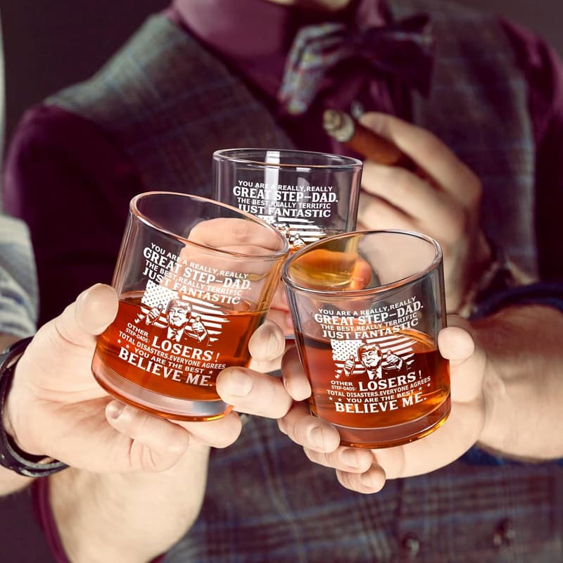 Funny Whiskey Glass for Stepdad - Great Father's Day Gift