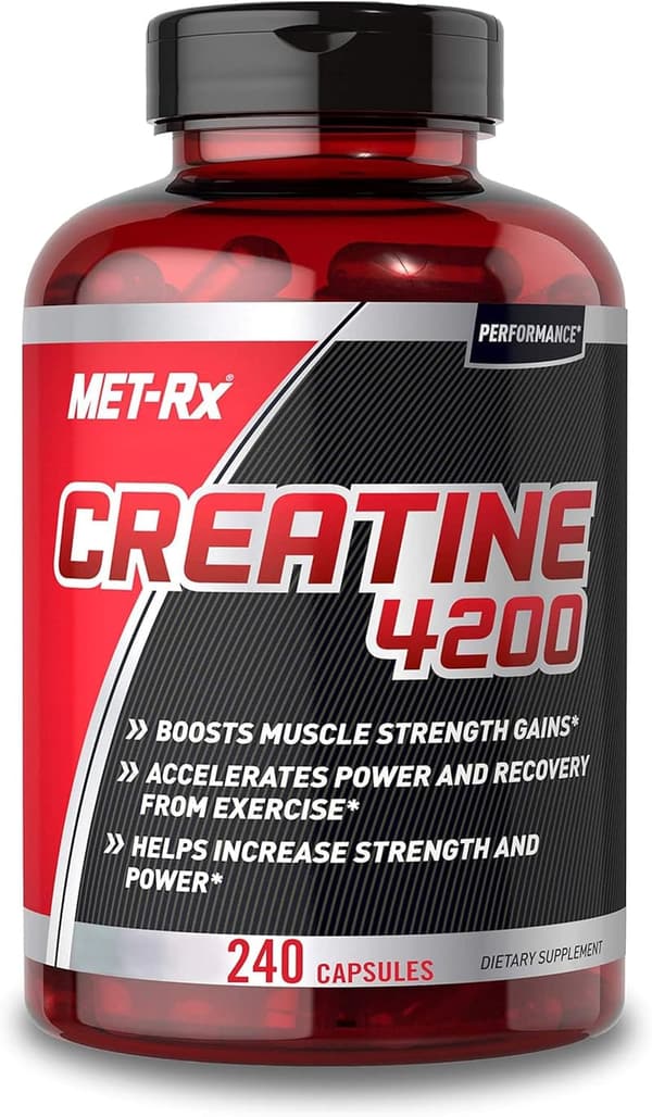 MET-Rx Creatine 4200 Capsules, 240 Count for Workouts