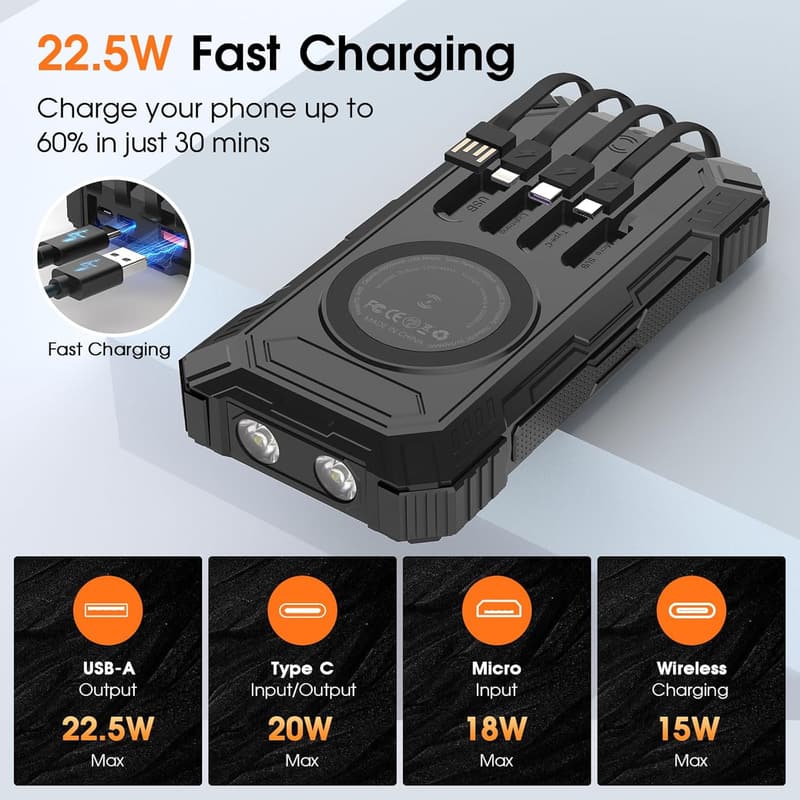 Portable 49800mAh Solar Power Bank with Fast Charging