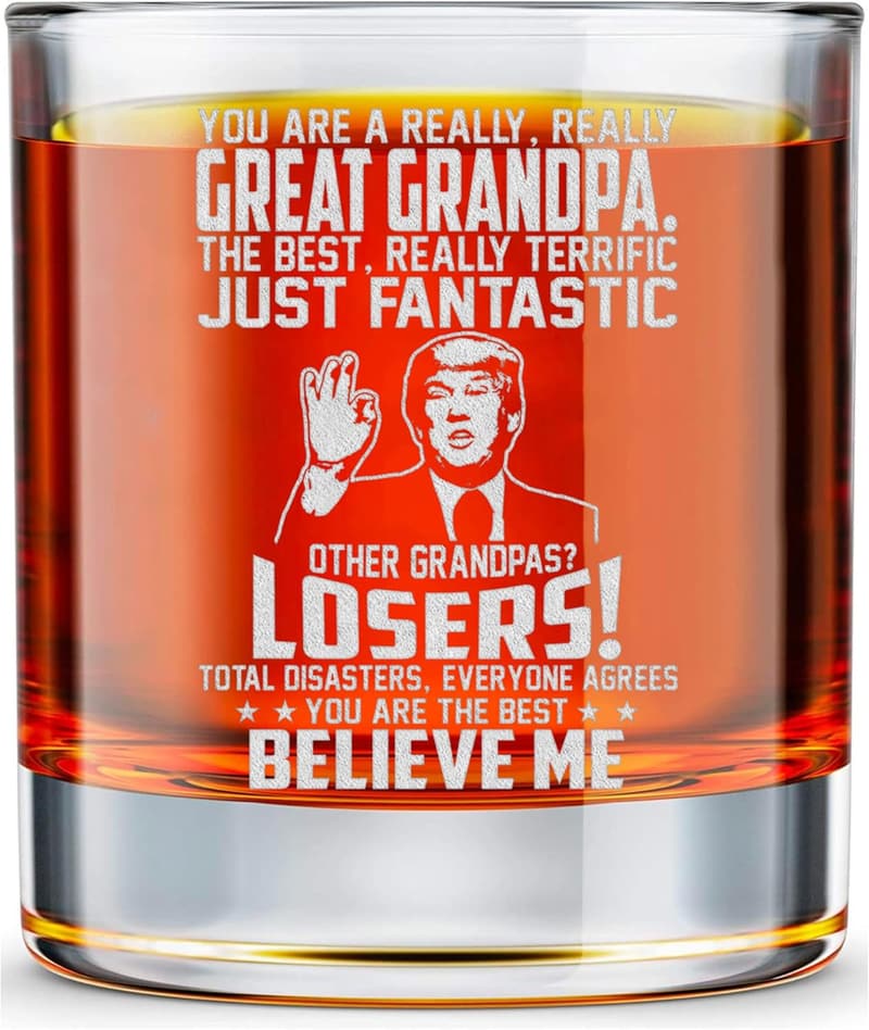Funny 10oz Whiskey Glass Gift for New Grandpa