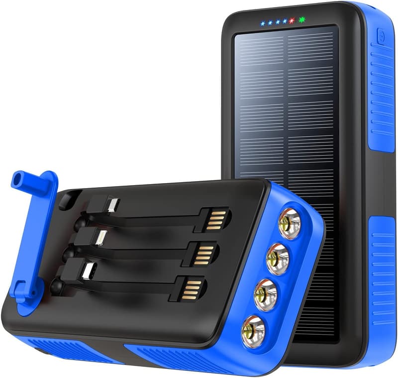 Portable Solar Power Bank 63200mAh with Dual Outputs for Camping