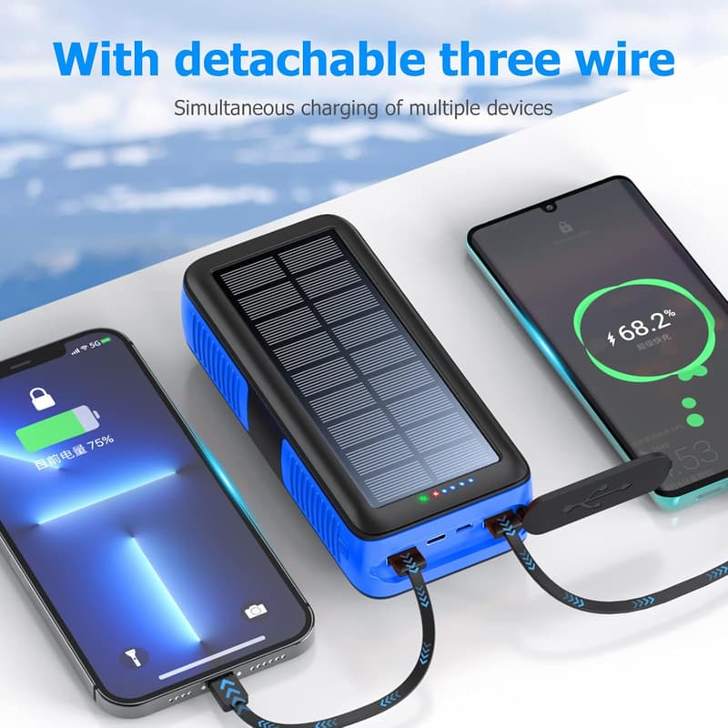 Portable Solar Power Bank 63200mAh with Dual Outputs for Camping