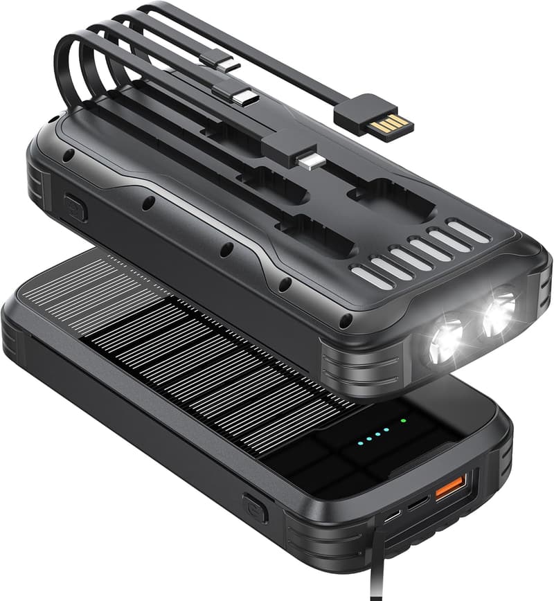 Portable Solar Power Bank Charger, 40000mAh, PD 20W Fast Charging