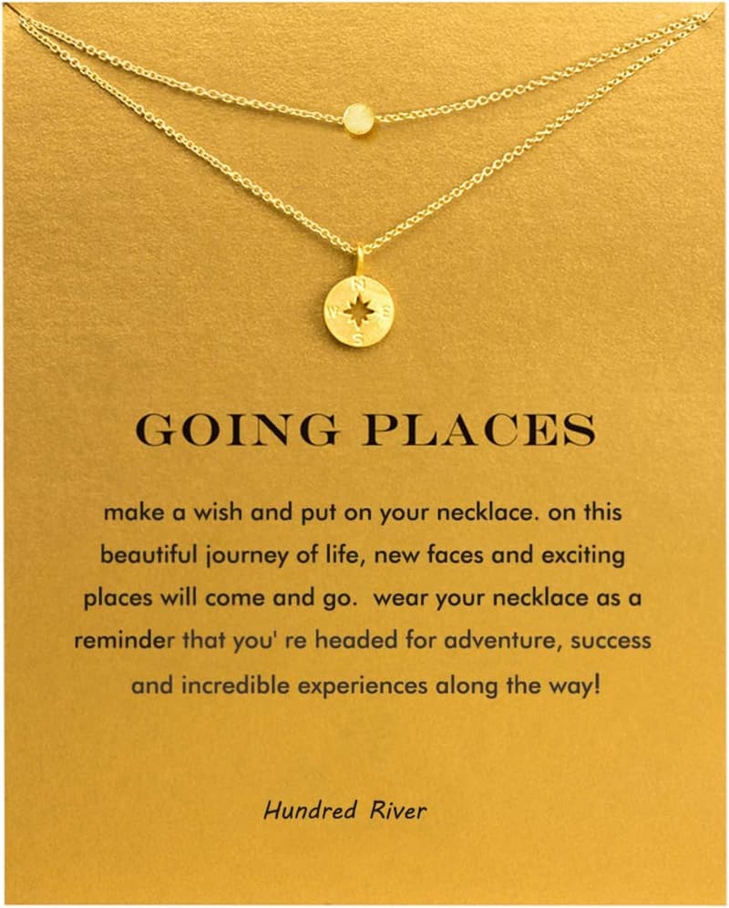 Friendship Compass Necklace with Good Luck Elephant Pendant