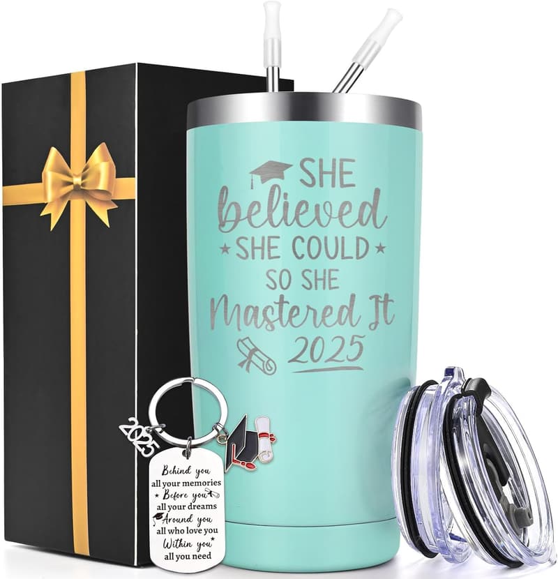 Graduation Gift 20oz Green Stainless Steel Tumbler for Her