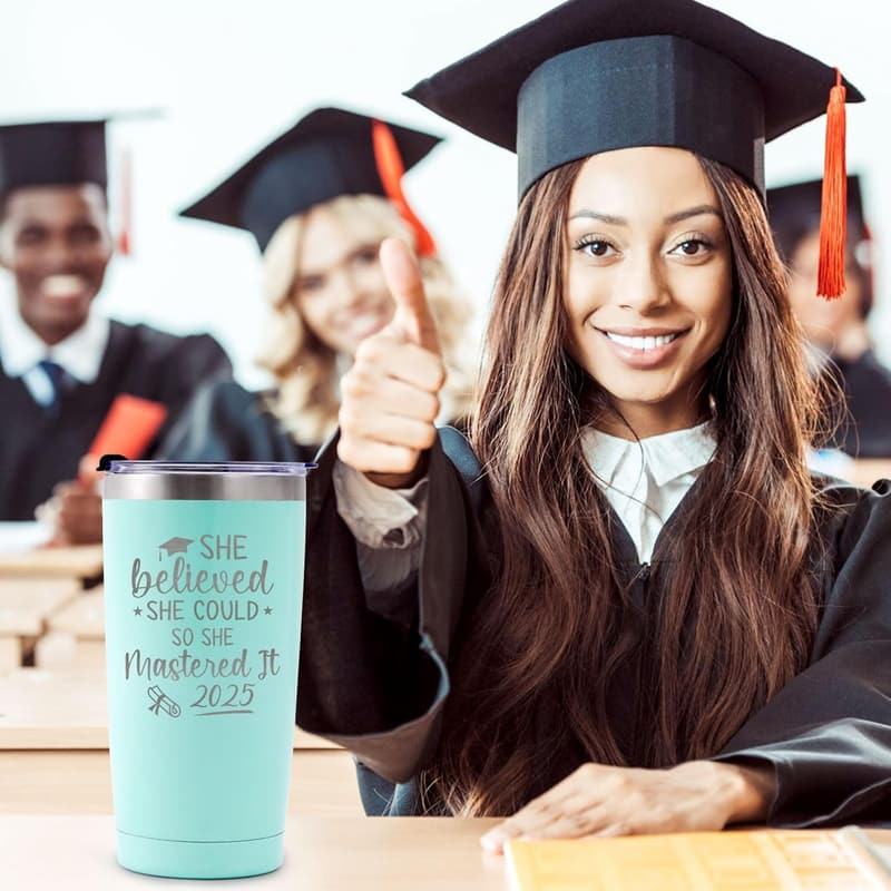 Graduation Gift 20oz Green Stainless Steel Tumbler for Her
