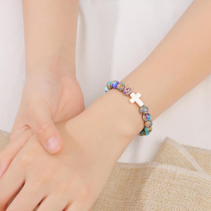 Graduation Gift: Inspirational Cross Bead Bracelet for Girls