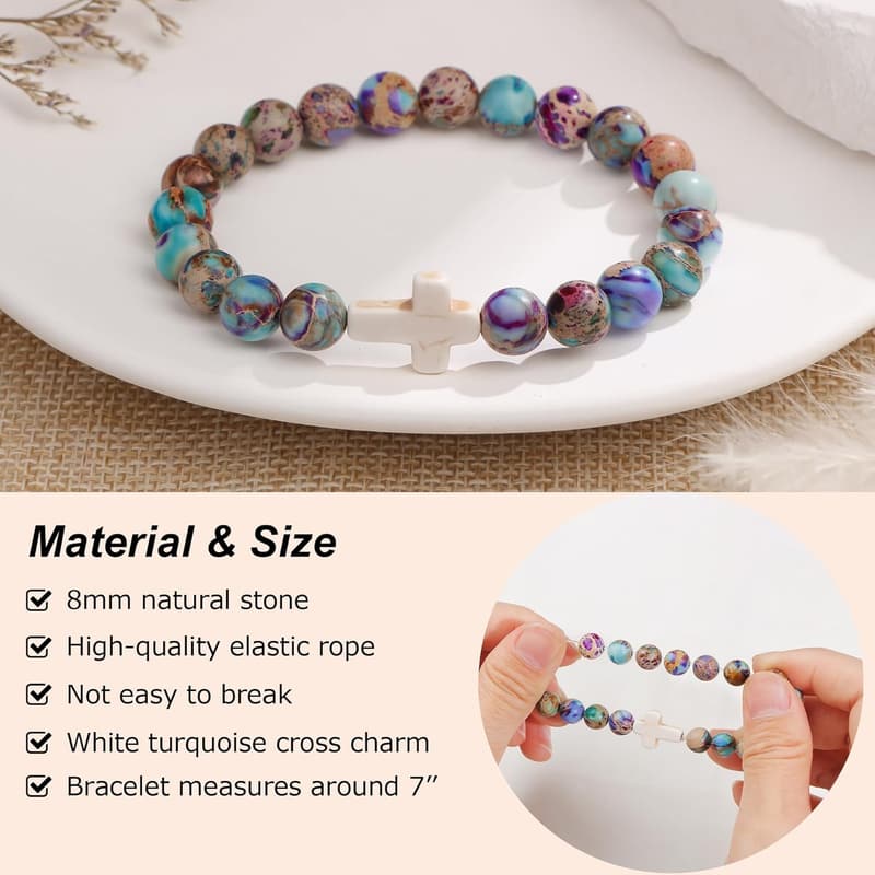 Graduation Gift: Inspirational Cross Bead Bracelet for Girls