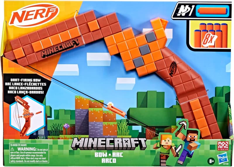 Minecraft Nerf Bow Dart Blaster - Compatible with N1, Ages 8+