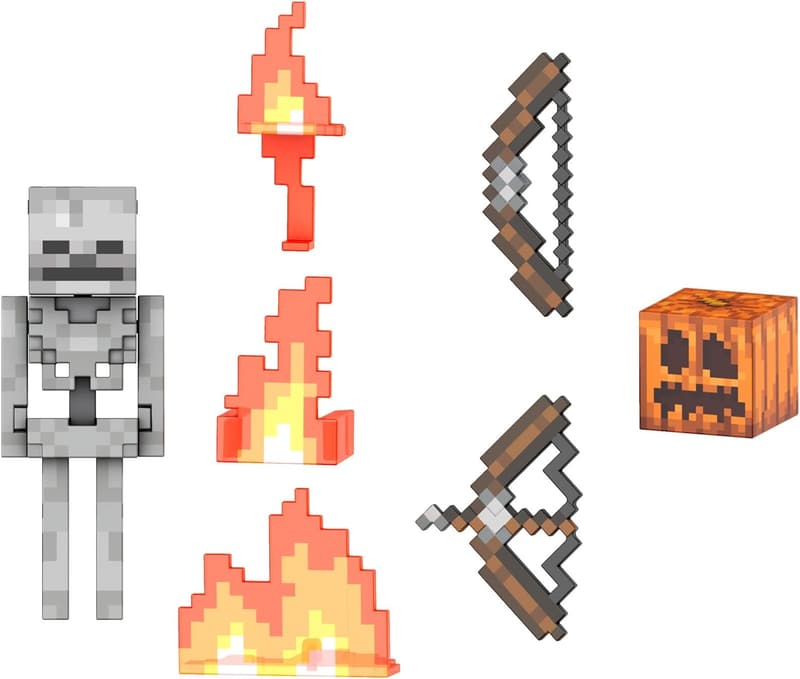 Minecraft Diamond Level Skeleton Action Figure with 6 Accessories