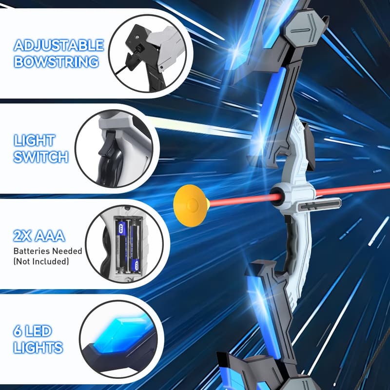 Kids LED Bow and Arrow Set with 10 Suction Arrows & Target