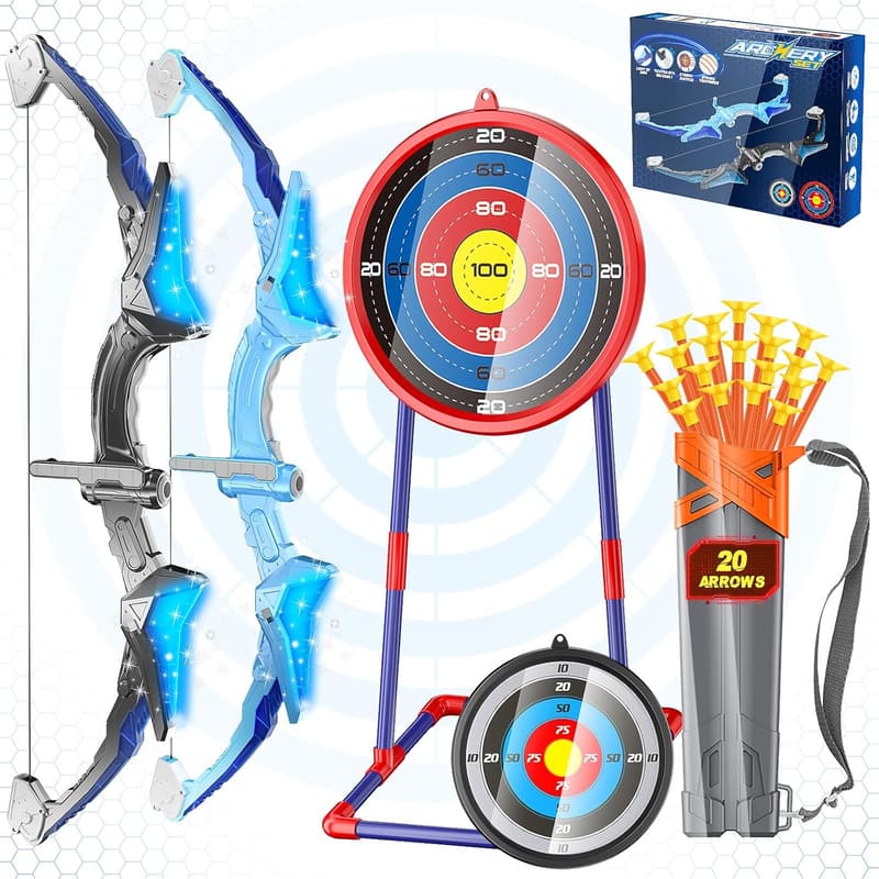 Kids Bow and Arrow Set with 20 Suction Cup Arrows & Targets