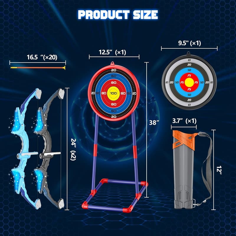 Kids Bow and Arrow Set with 20 Suction Cup Arrows & Targets