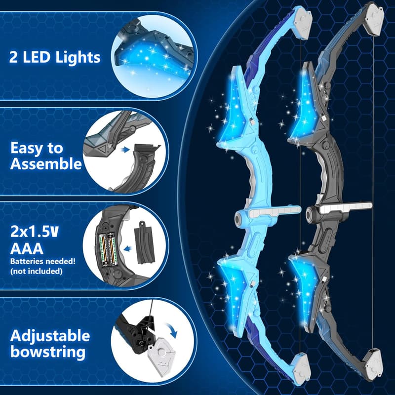 Kids Bow and Arrow Set with 20 Suction Cup Arrows & Targets