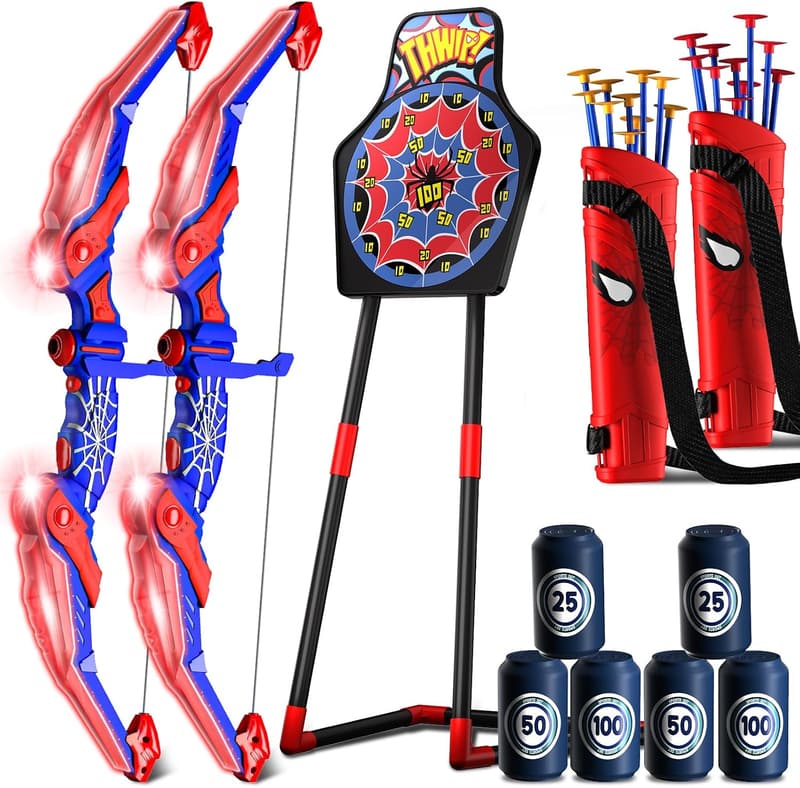 Kids' LED Bow and Arrow Set with Quivers & Targets - 2 Pack