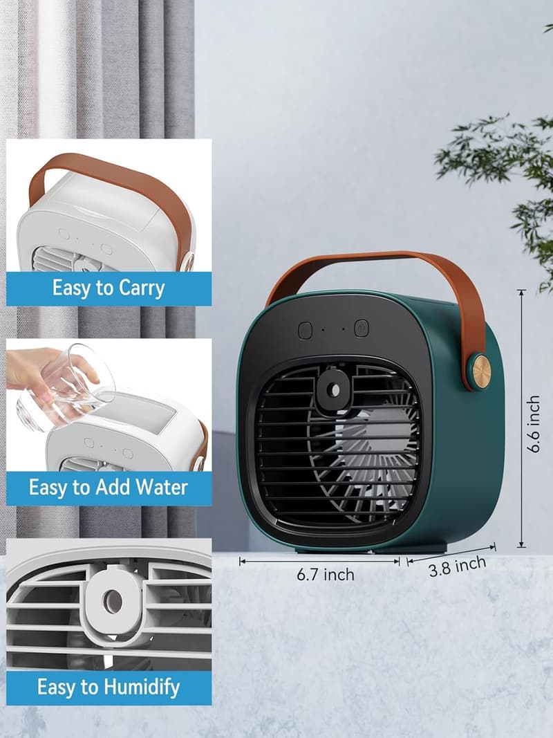 Portable Rechargeable Mini Air Conditioner - 3 Speed, 5-10 Hours Runtime