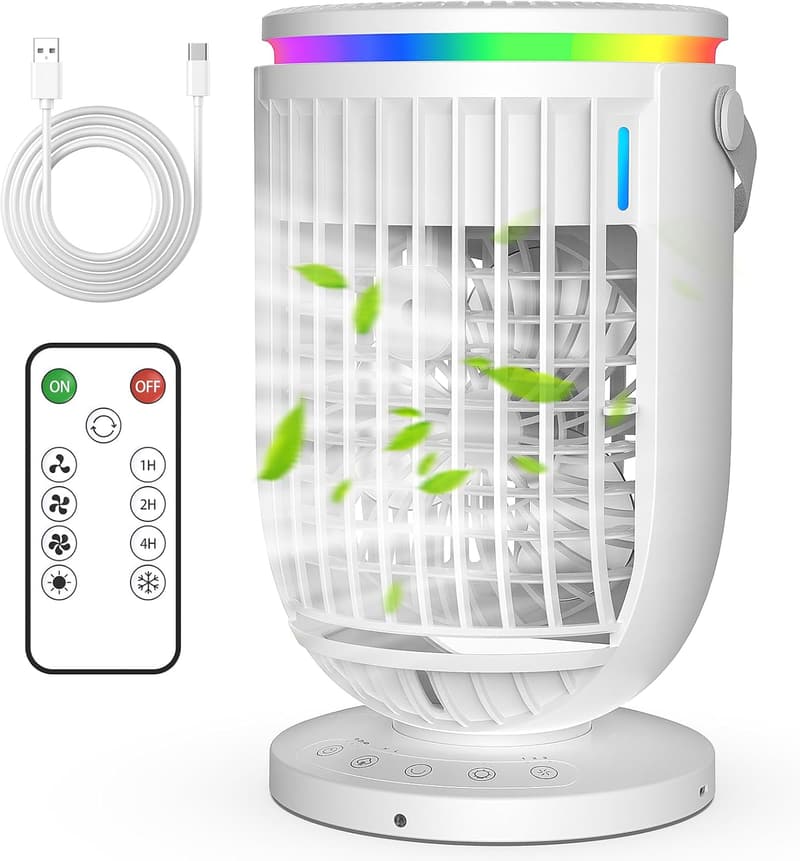Portable Air Conditioner Fan with 120° Rotation & Humidifier