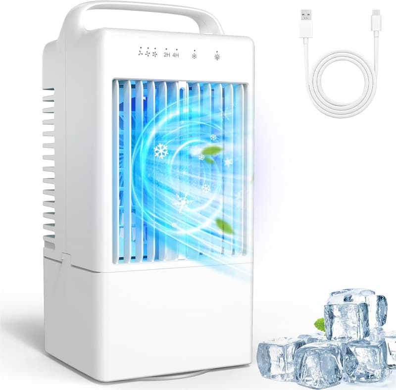 Portable Mini Air Conditioner with 3 Speeds & Colorful Lights