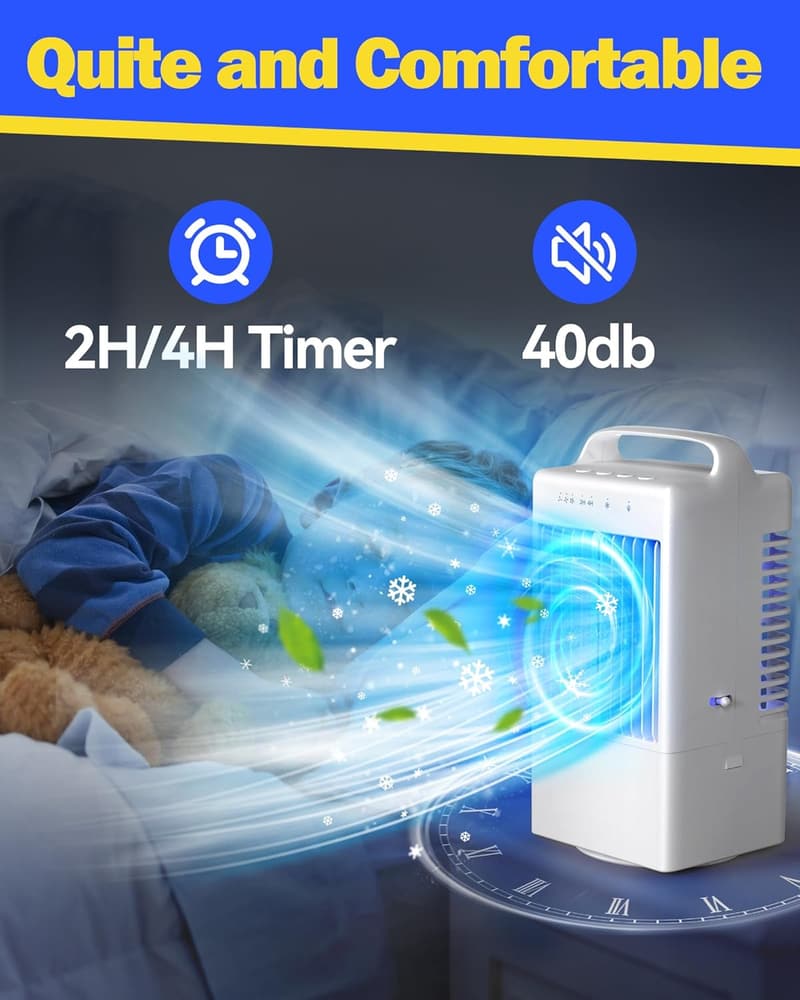 Portable Mini Air Conditioner with 3 Speeds & Colorful Lights