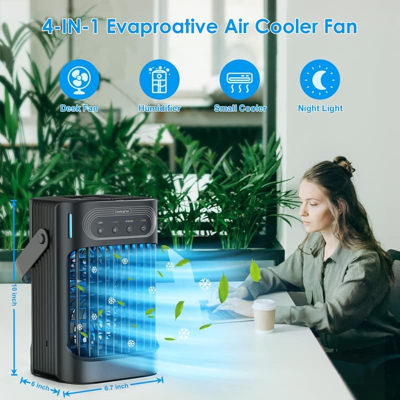 Portable Mini Air Conditioner with 3 Speeds & 7 LED Lights