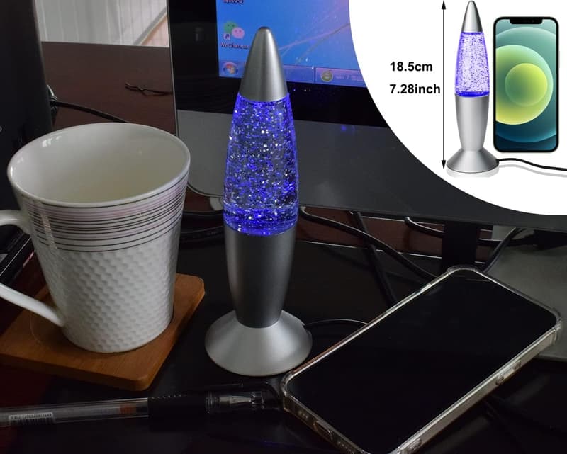 Mini Glitter Lava Lamp - Color Changing LED Night Light for Kids