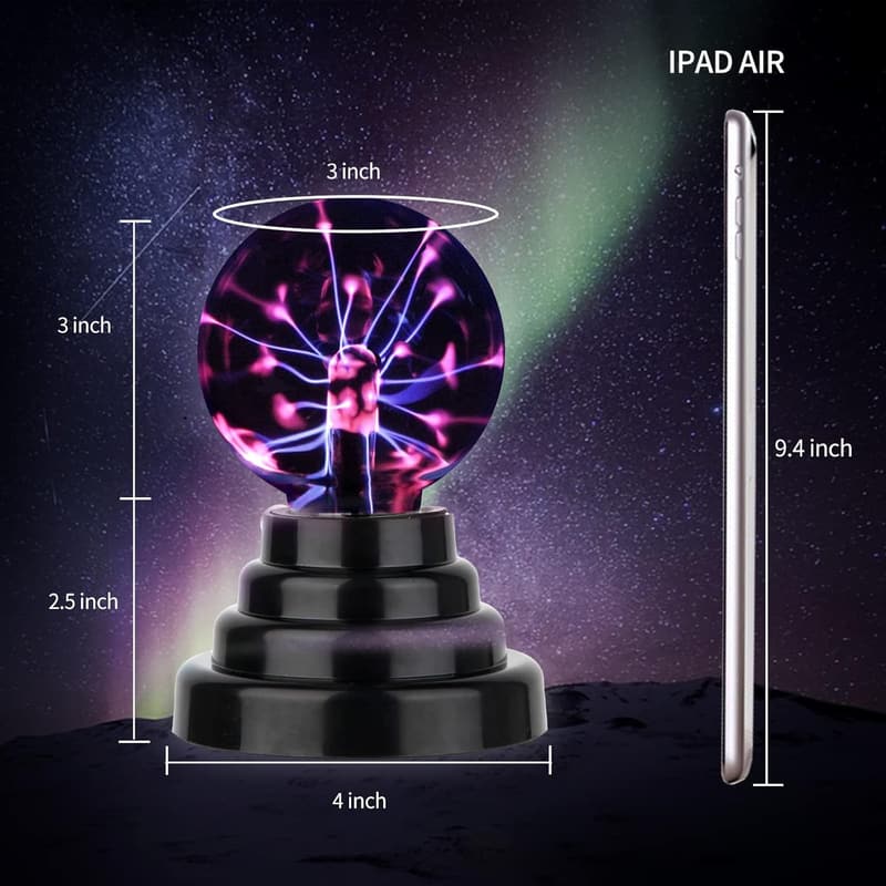 Touch Sensitive Plasma Ball Lamp - Battery/USB Powered 3 Inch
