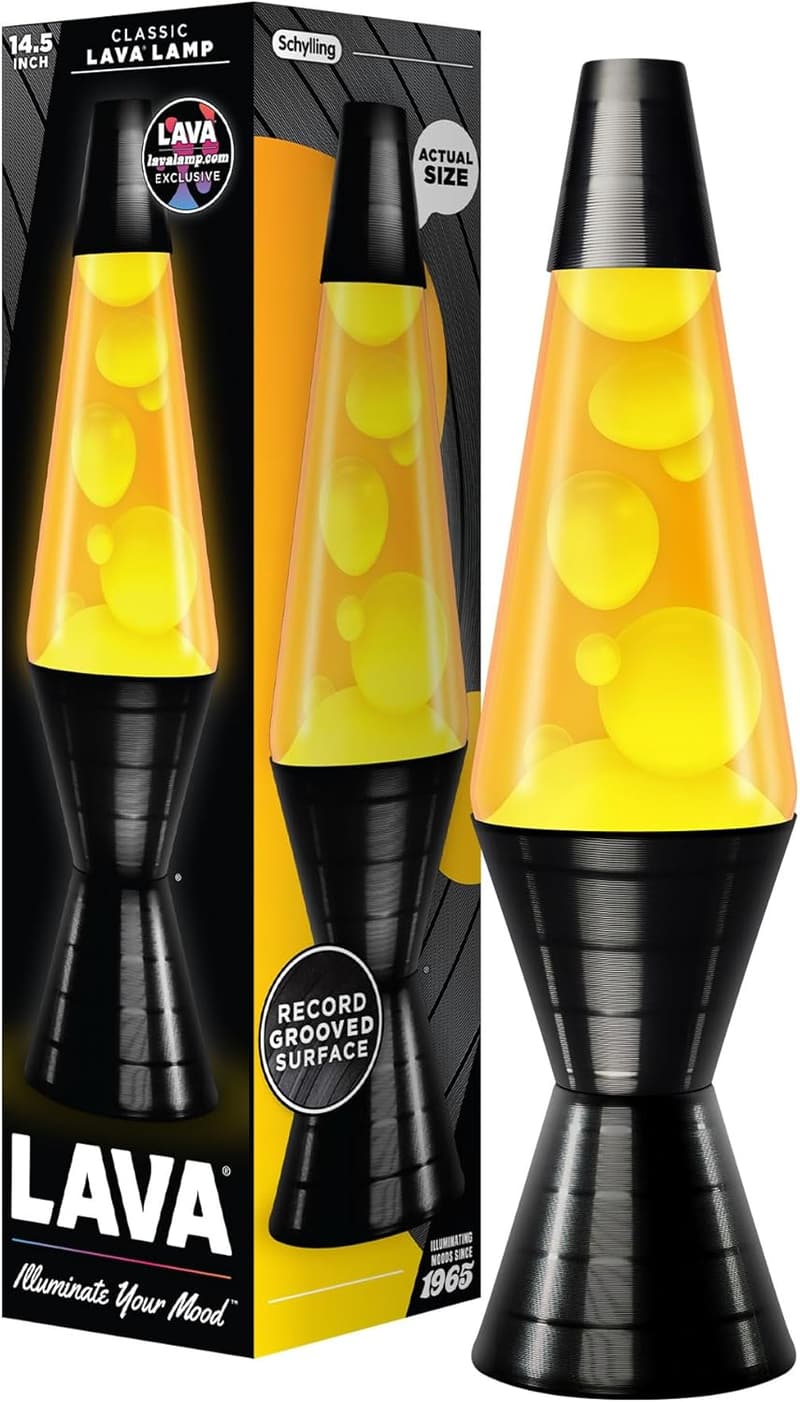 Lava Lamp - 14.5'' Vinyl Record Base with Yellow Wax and Orange Liquid