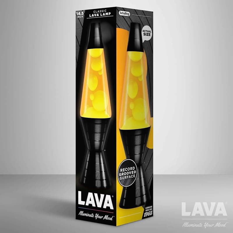 Lava Lamp - 14.5'' Vinyl Record Base with Yellow Wax and Orange Liquid